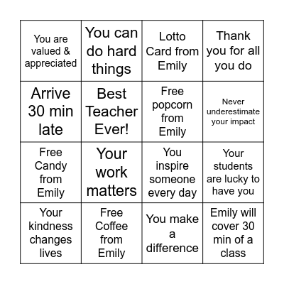 Math/Science Scratch-Off Bingo Card