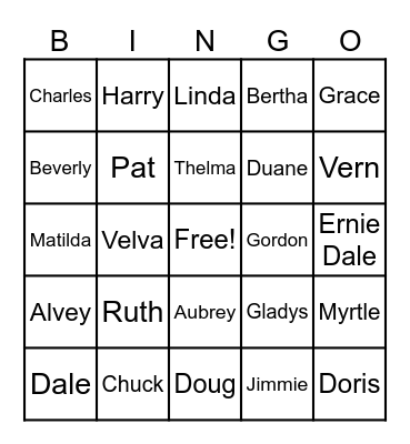 Crane Family Bingo Card