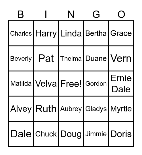 Crane Family Bingo Card
