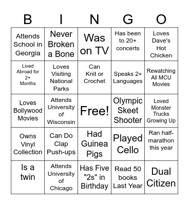 2026 Intern Bingo Card