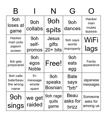 OHGOON BINGO Card