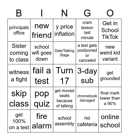 26/27 School Year Bingo Card