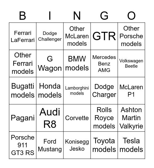Car bingo Card