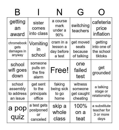 26/27 School Year Bingo Card
