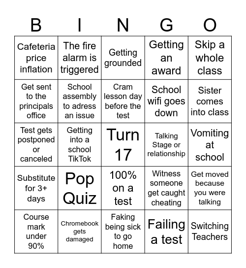 26/27 School Year Bingo Card