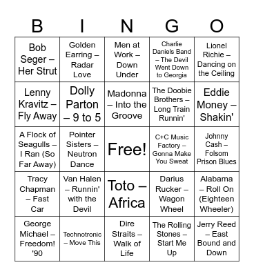 Sandwich Express Bingo Card