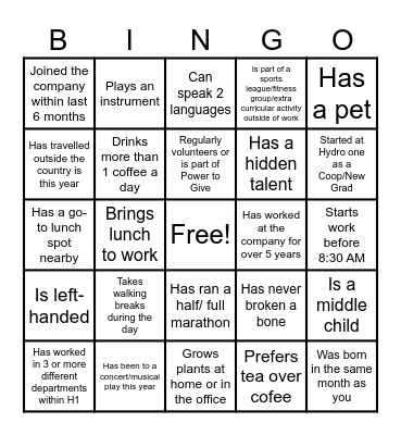 Find someone who... Bingo Card