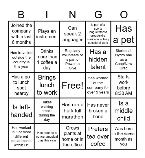 Find someone who... Bingo Card