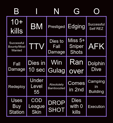 Warzone Bingo Card