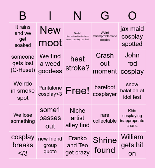 Närcon Bingo Card
