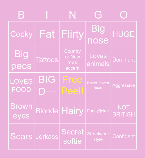 Amy’s Type Bingo Card