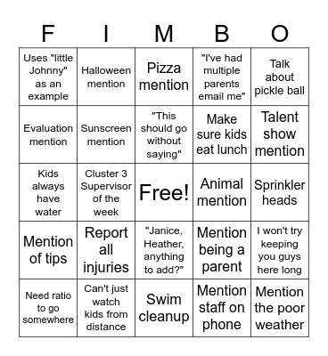 Meeting 2 Bingo Card