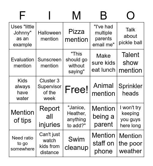 Meeting 2 Bingo Card