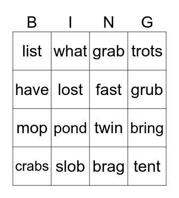 Twins Bingo Card