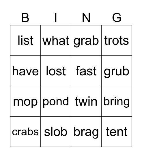 Twins Bingo Card