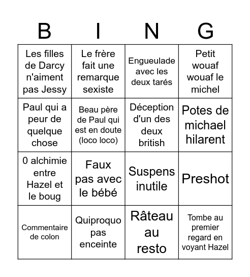 Saison 2 episode 3 Bingo Card