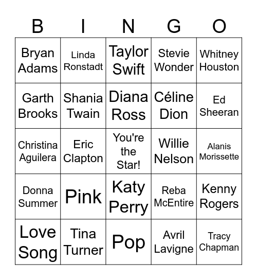 Stay and Play Game Cafe Karaoke Bingo Card