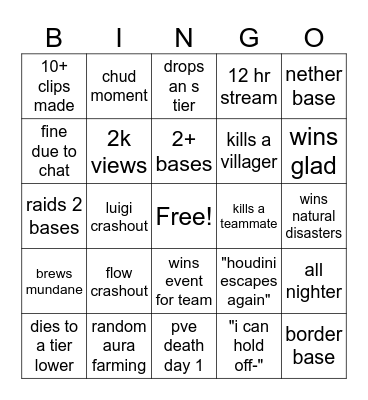 luigi bingo Card