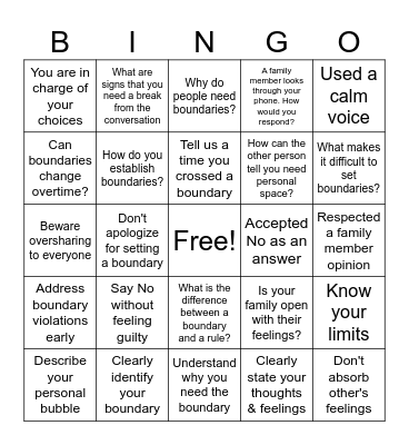 Boundary Bingo Card
