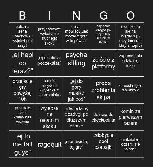 skok krol Bingo Card