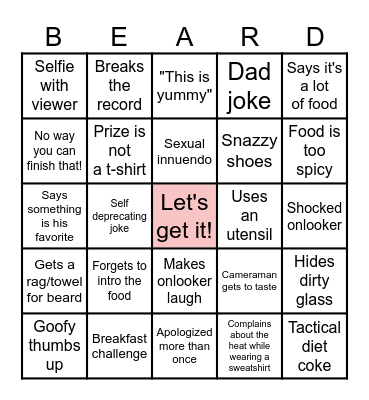 Beards Meet Food Bingo Card