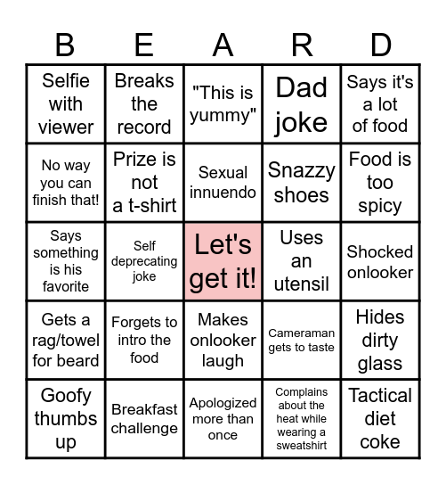 Beards Meet Food Bingo Card