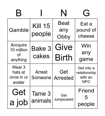 The Ultimate Roblox Bing Bingo Card