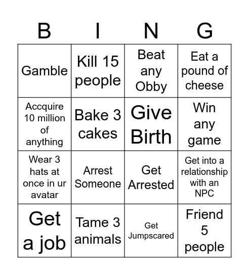 The Ultimate Roblox Bing Bingo Card