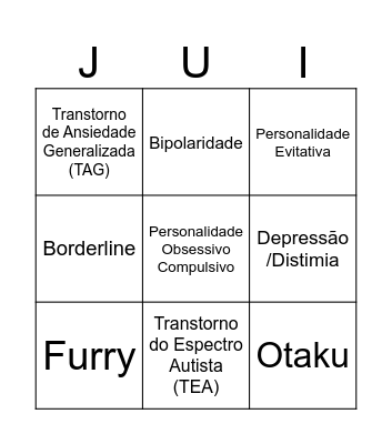 Bingo: Juia Coisadinha Bingo Card
