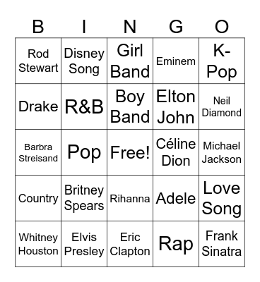 Stay & Play Karaoke Top 10 Bingo Card