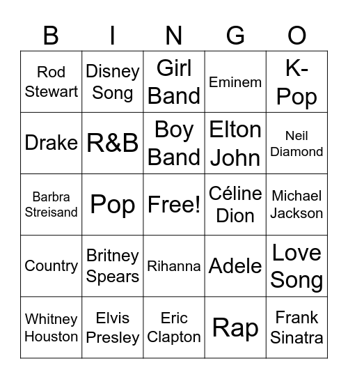Stay & Play Karaoke Top 10 Bingo Card