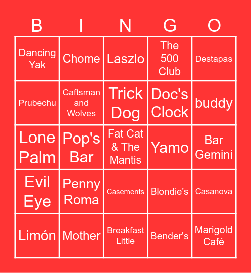 MISSION Bingo Card