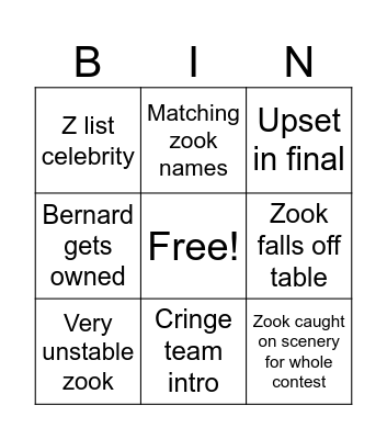Zookgo Bingo Card