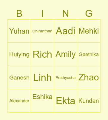 KNOW YOUR TEAM! Bingo Card