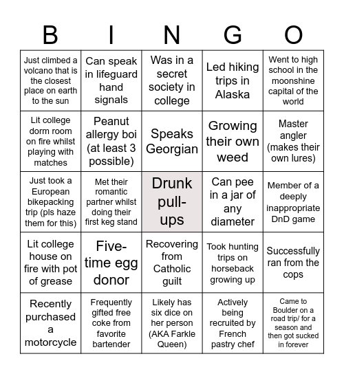Maddog Bingo Card