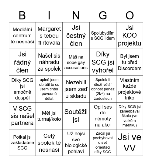 SCG Bingo Card