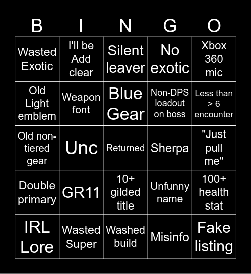 BETTER LFG BINGO Card