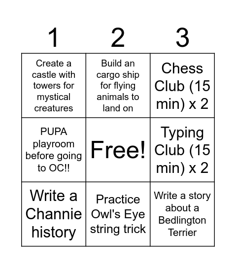 July 20th! Bingo Card
