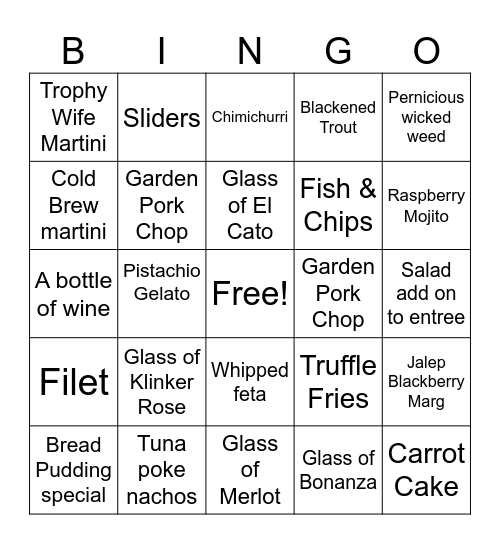 Cazzy's Bingo Card