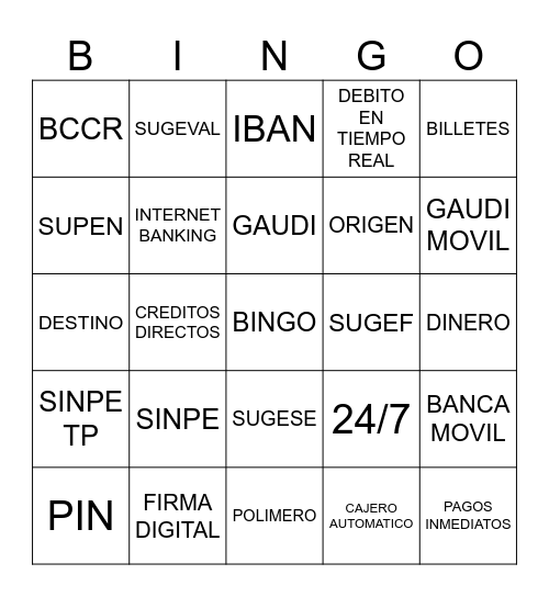 Bingo VISIÓN SINPE Bingo Card