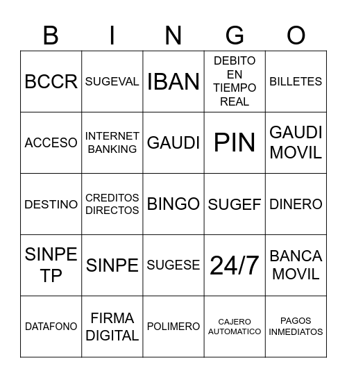 Bingo VISIÓN SINPE Bingo Card