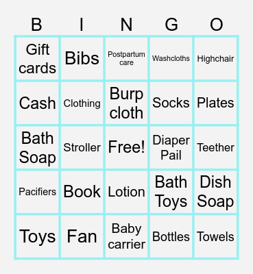 BABY SHOWER BINGO Card