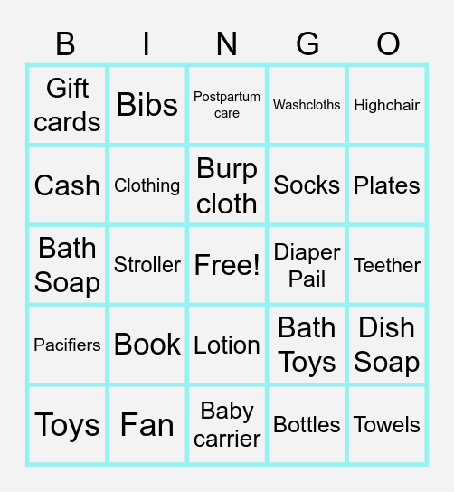 BABY SHOWER BINGO Card