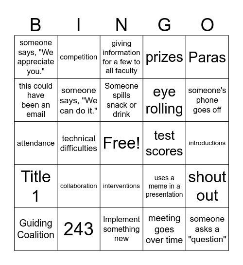 New Year New You 2026-27 Bingo Card