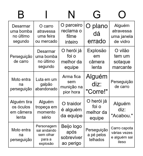 Noite de Filmes Bingo Card