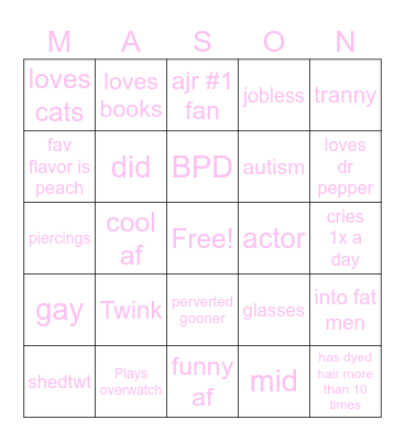 Mason Bingo Card