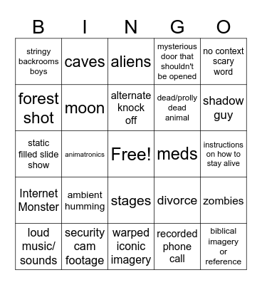 analog horror bingo Card