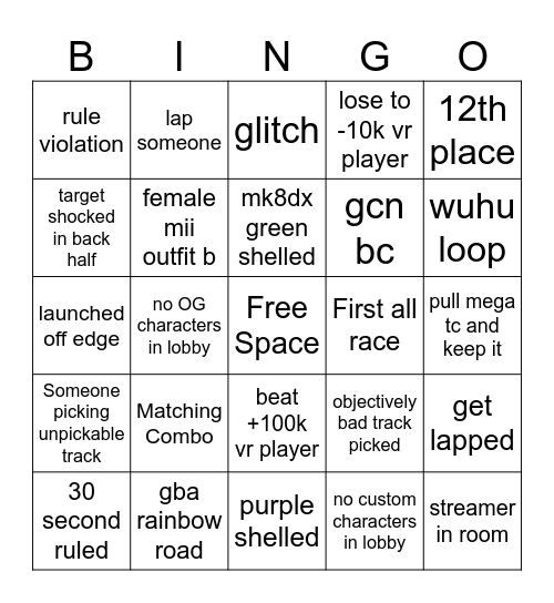 Retro Rewind Bingo Card