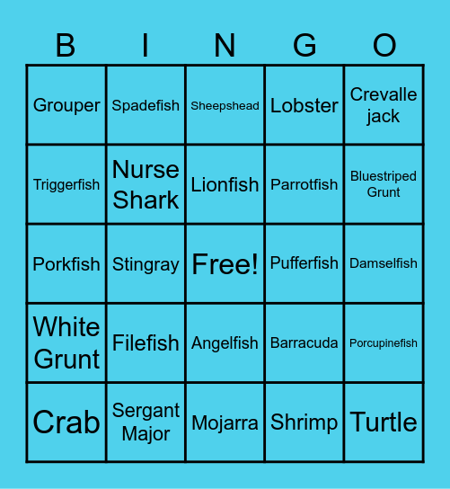 Freedive Bingo Card