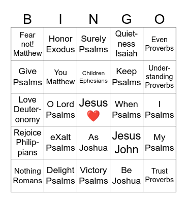 Bible ABC Bingo Card